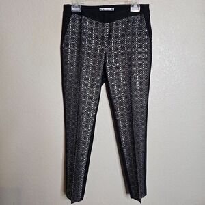 YOANA BARASCHI Black Geometric Metallic Print Trousers Pants Women's Size 6